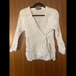 Zara White Wrap Blouse